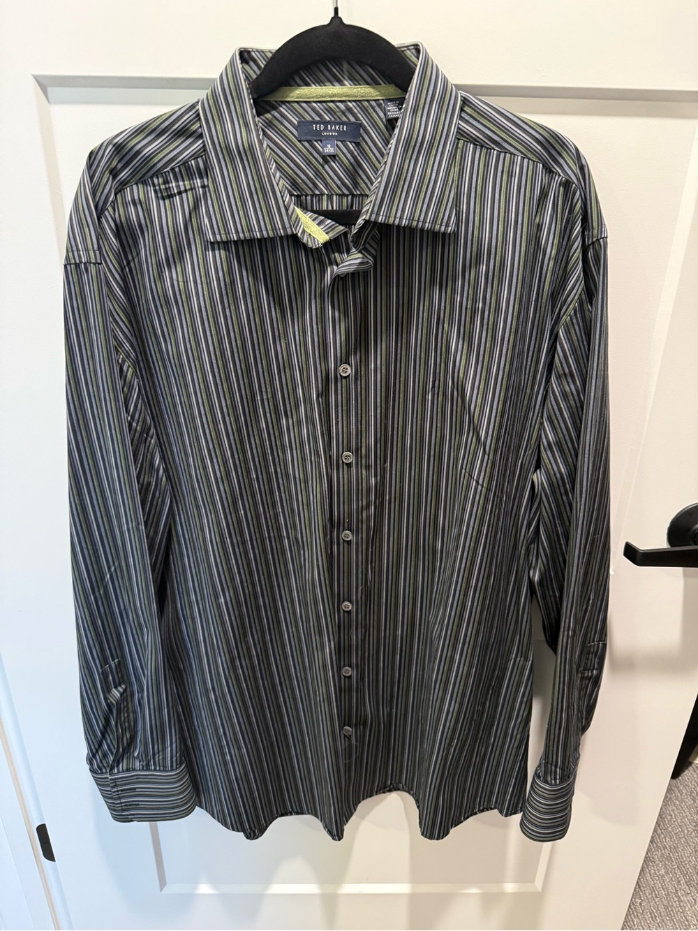 Ted Baker London Striped Button Front Dress Shirt Men’s 18 34/35 Cotton